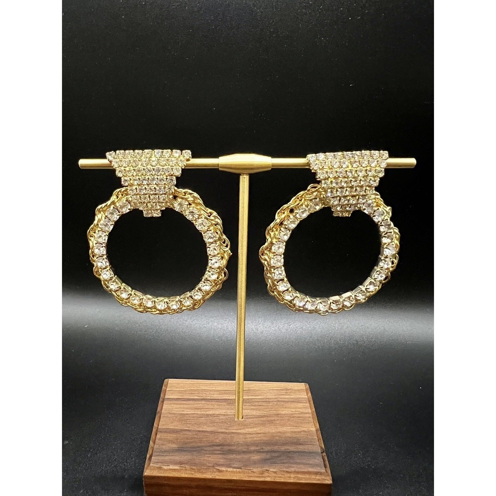 VINTAGE RHINESTONE HOOP CLIP‎ ON EARINGS